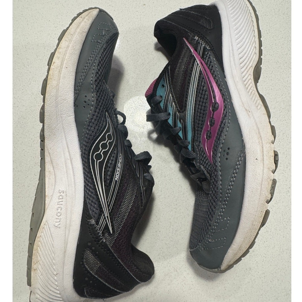 Saucony Cohesion Womens Running‎ Shoes Grey Black Pink Athletic Sneakers